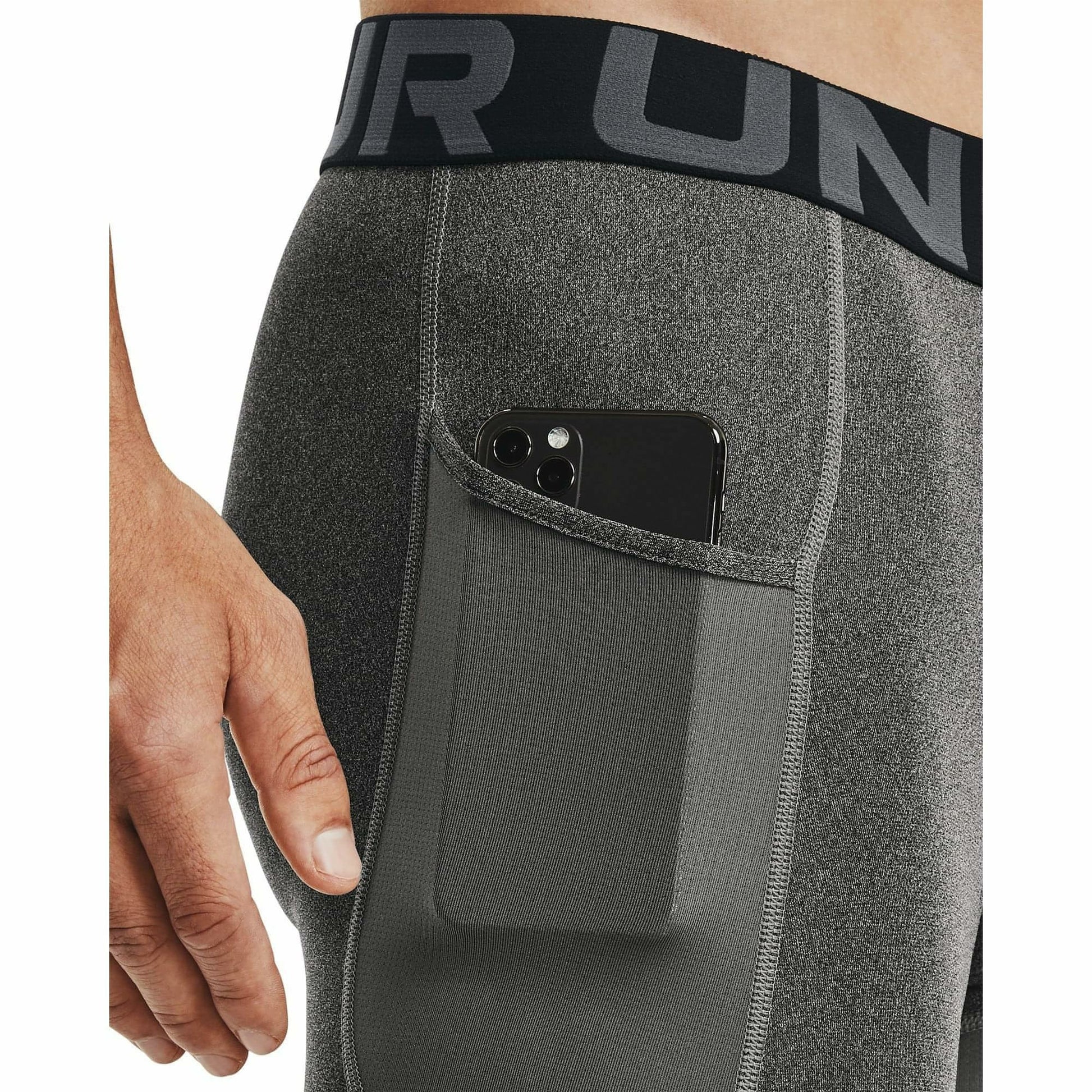 Under Armour HeatGear Pocket Long Mens Short Compression Tights - Grey - Start Fitness