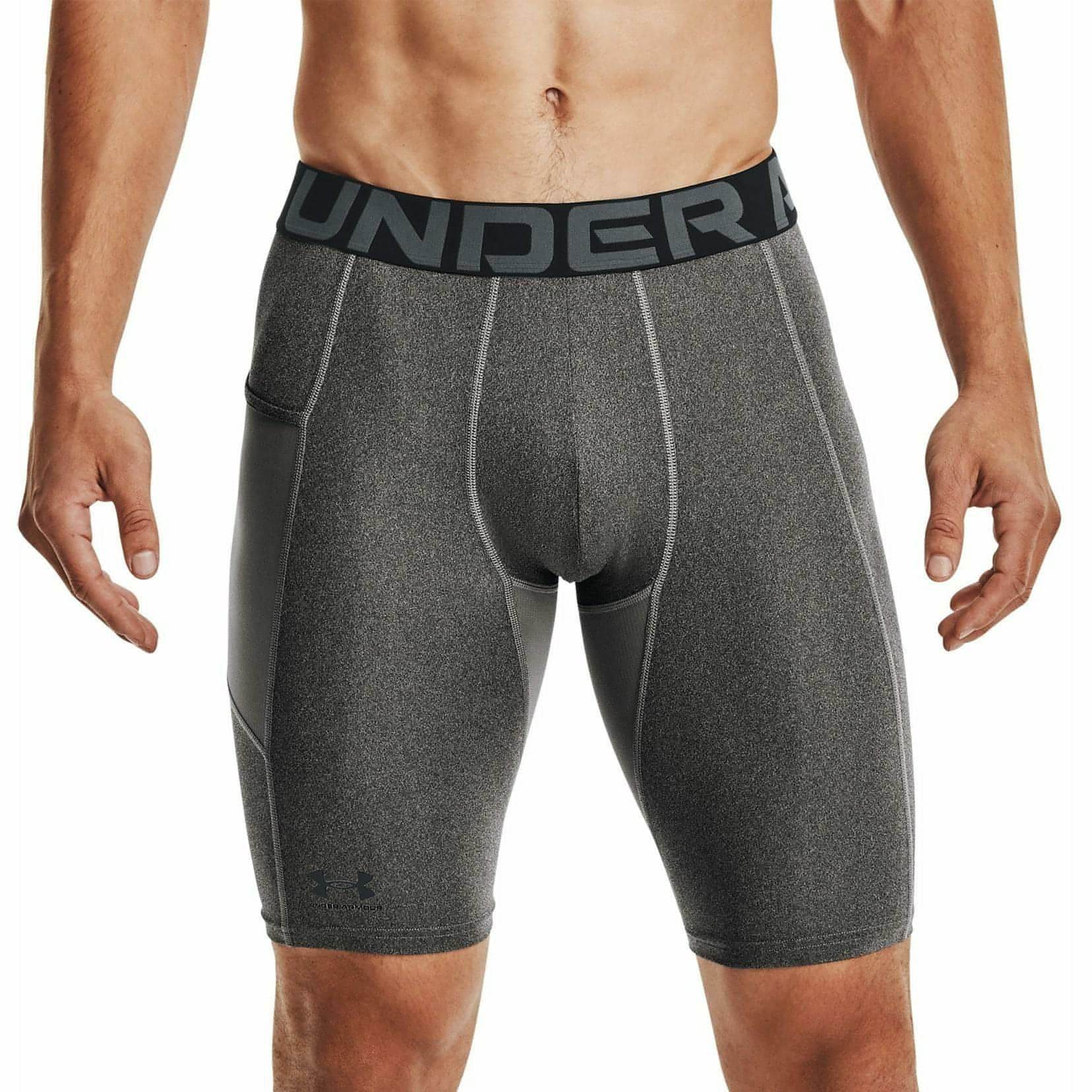 Under Armour HeatGear Pocket Long Mens Short Compression Tights - Grey - Start Fitness