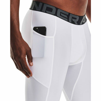 Under Armour HeatGear Pocket Long Mens Short Compression Tights - White - Start Fitness