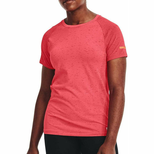 Under Armour Seamless Short Sleeve Womens Running Top - Pink - Start Fitness